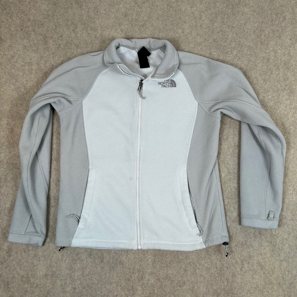 The North Face Fleece Jacket Womens S Grey White Full Zip Mock Neck